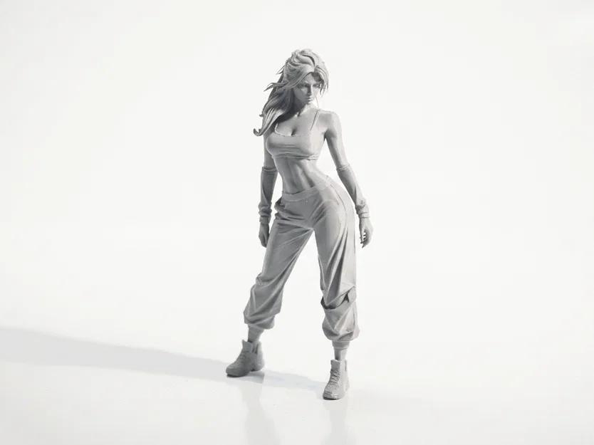 Mô hình 3D Cô gái mặc Sweatpants - Tượng nữ thời trang - Image 1