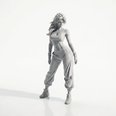 Mô hình 3D Cô gái mặc Sweatpants - Tượng nữ thời trang