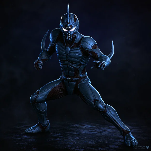 Mô hình 3D The Guyver chiến đấu cùng đế trưng bày cực chất - Image 1