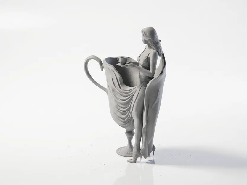 Mô hình tượng nữ nghệ thuật Teacup Lady - Tệp in 3D - Image 1