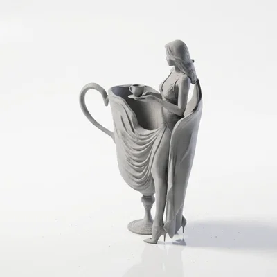 Mô hình tượng nữ nghệ thuật Teacup Lady - Tệp in 3D