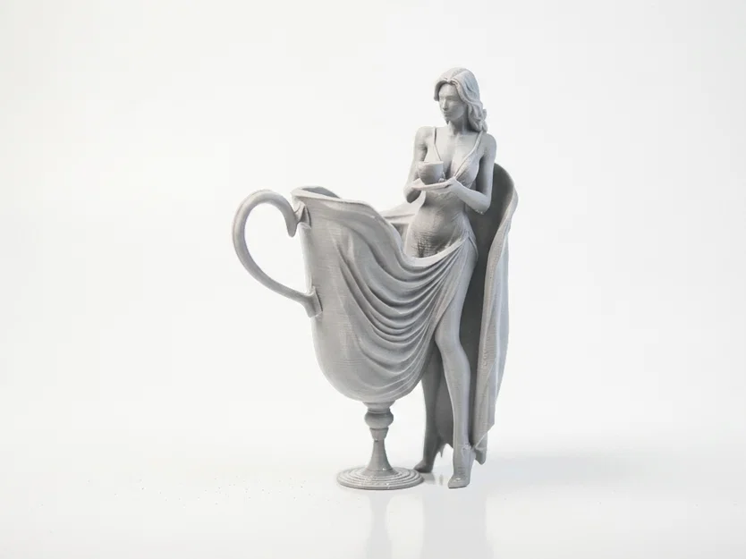 Mô hình tượng nữ nghệ thuật Teacup Lady - Tệp in 3D - Image 2