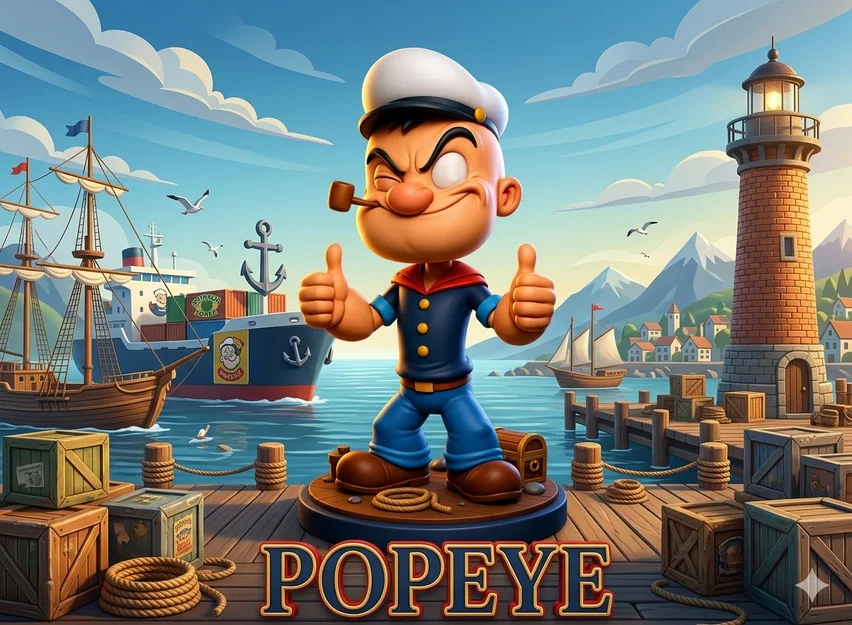 Mô hình 3D thủy thủ Popeye cực chất cho người hâm mộ hoạt hình - Image 1