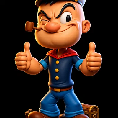 Mô hình 3D thủy thủ Popeye cực chất cho người hâm mộ hoạt hình