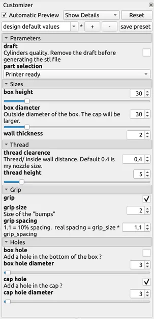 Hộp ống vặn ren tùy chỉnh (Parametric threaded box) - Image 2