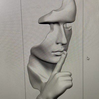 Tượng điêu khắc 3D mặt người nghệ thuật (Surreal Face Sculpture)