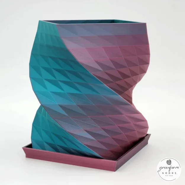 Chậu cây xoắn ốc Geometric Helix (In Silk PLA 2 màu, dễ in không cần support) - Image 2