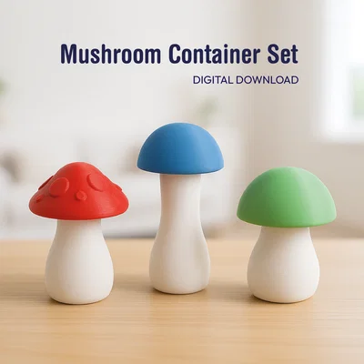 Bộ 3 Hộp Đựng Hình Nấm - Mô Hình Trang Trí In 3D