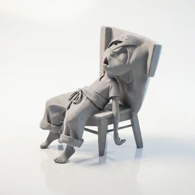 Mô hình 3D cô gái mệt mỏi nghỉ ngơi - Tượng nữ nghệ thuật in 3D