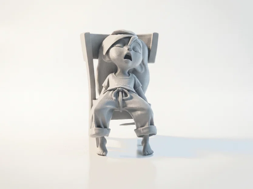 Mô hình 3D cô gái mệt mỏi nghỉ ngơi - Tượng nữ nghệ thuật in 3D - Image 2