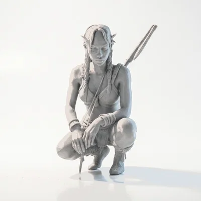 Mô hình tượng nữ bộ tộc ngồi - Tệp in 3D (STL)