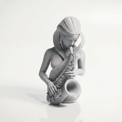 Mô hình 3D tượng nữ nghệ sĩ thổi kèn Trumpet đầy tính nghệ thuật