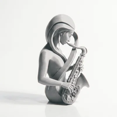 Mô hình 3D tượng nữ nghệ sĩ thổi kèn Trumpet đầy tính nghệ thuật