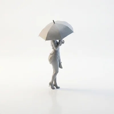 Mô Hình Cô Gái Cầm Ô - Tượng Nữ Trang Trí In 3D