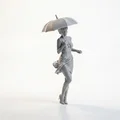 Mô hình 3D tượng cô gái cầm dù thanh lịch (Umbrella Lady Figurine) - Thumbnail 2