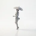 Mô hình 3D tượng cô gái cầm dù thanh lịch (Umbrella Lady Figurine) - Thumbnail 4