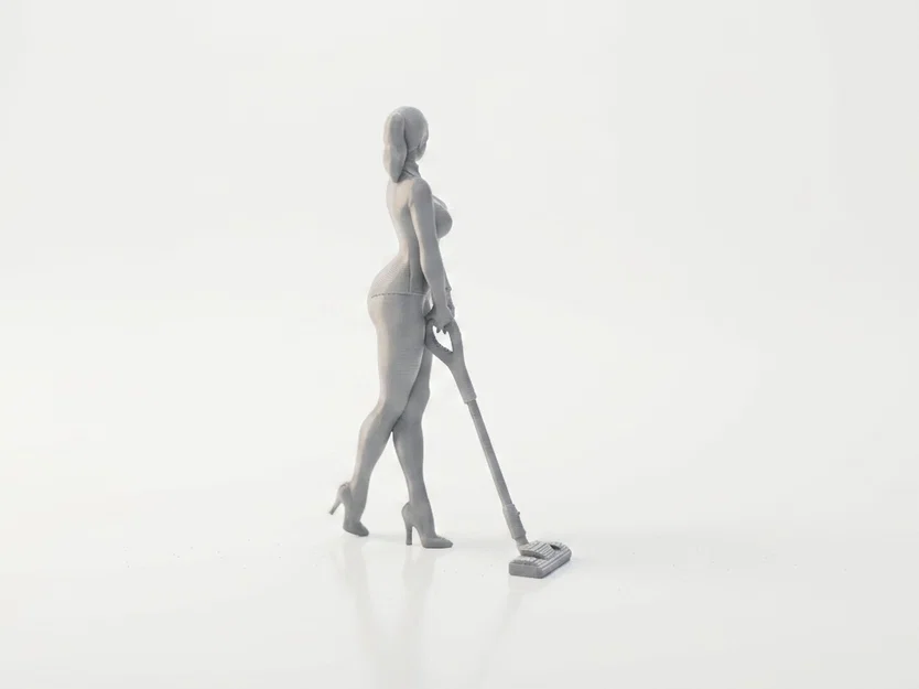 Mô hình 3D Figurine Cô Gái Dọn Dẹp Với Máy Hút Bụi - Image 3