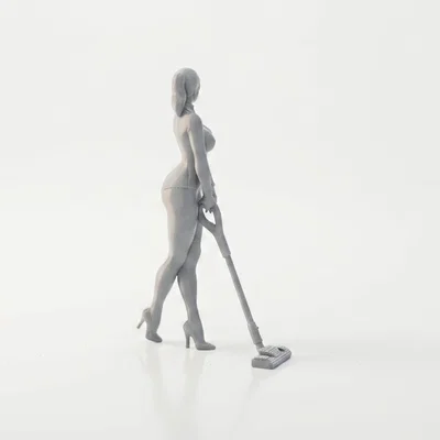 Mô hình 3D Figurine Cô Gái Dọn Dẹp Với Máy Hút Bụi