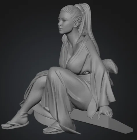 Mô hình Geisha Manga - File STL in 3D nhân vật Nhật Bản tinh tế - Image 3