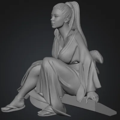 Mô hình Geisha Manga - File STL in 3D nhân vật Nhật Bản tinh tế