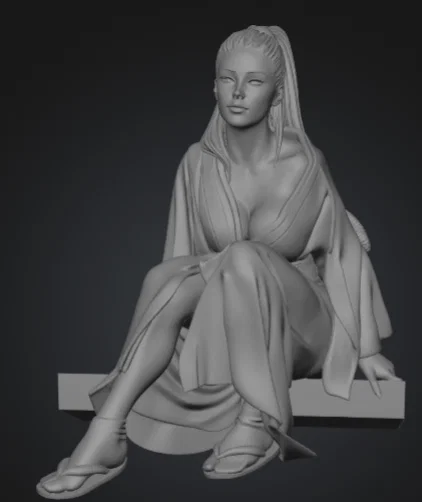Mô hình Geisha Manga - File STL in 3D nhân vật Nhật Bản tinh tế - Image 4