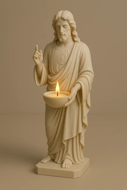 File in 3D giá nến Chúa Giêsu Thánh Tâm (Sacred Heart Jesus) - File STL - Image 3