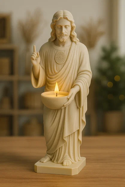 File in 3D giá nến Chúa Giêsu Thánh Tâm (Sacred Heart Jesus) - File STL - Image 4