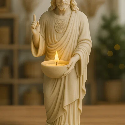 File in 3D giá nến Chúa Giêsu Thánh Tâm (Sacred Heart Jesus) - File STL