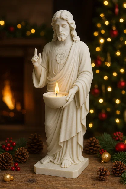 File in 3D giá nến Chúa Giêsu Thánh Tâm (Sacred Heart Jesus) - File STL - Image 5