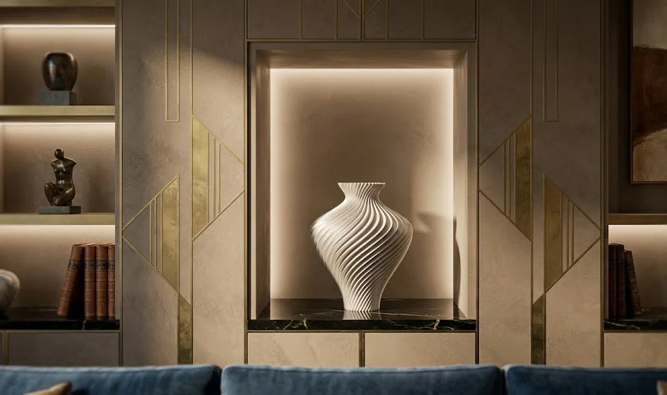 Bình Hoa Modern Spiral Wave In 3D Với Bề Mặt Satin Hiện Đại - Image 1