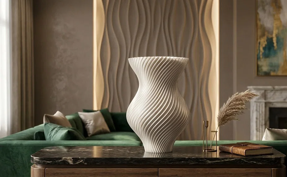 Bình hoa 3D dáng xoắn đồng hồ cát sang trọng (Elegant Hourglass Spiral Vase) - Image 1