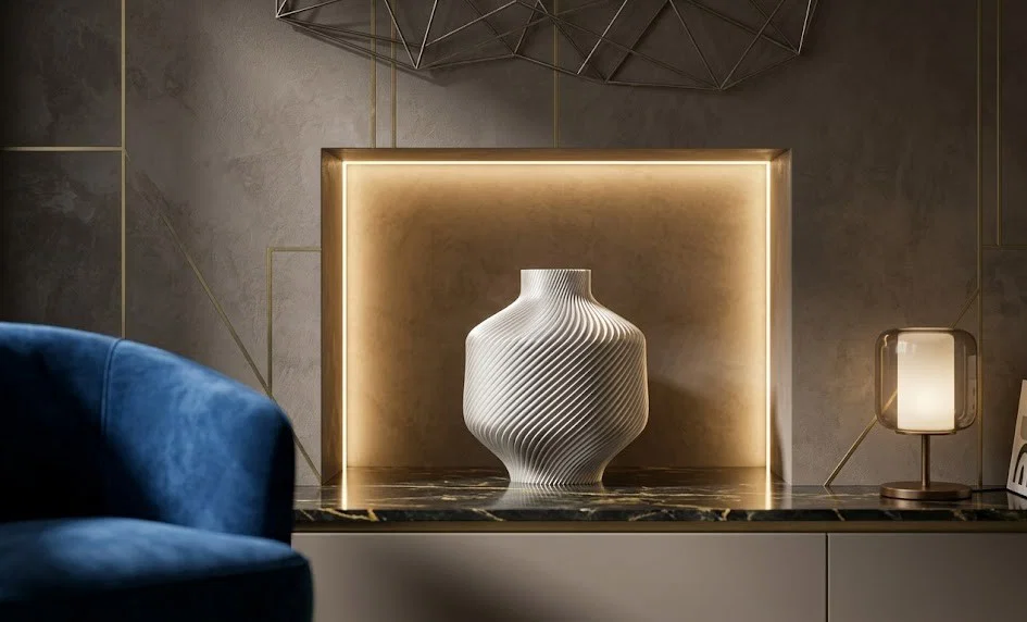 Bình 3D Modern Swirl Satin Hiện Đại - Image 1