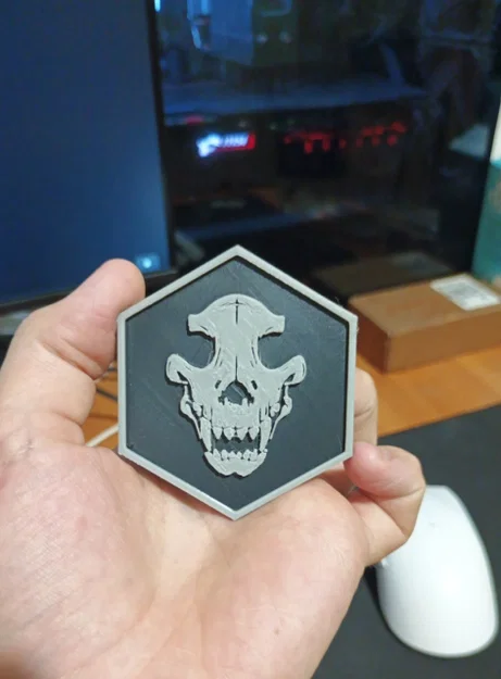 Mẫu in 3D huy hiệu đầu lâu chó (Dog Skull Patch) ấn tượng - Image 1