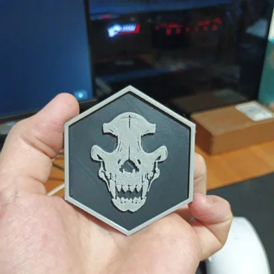 Mẫu in 3D huy hiệu đầu lâu chó (Dog Skull Patch) ấn tượng