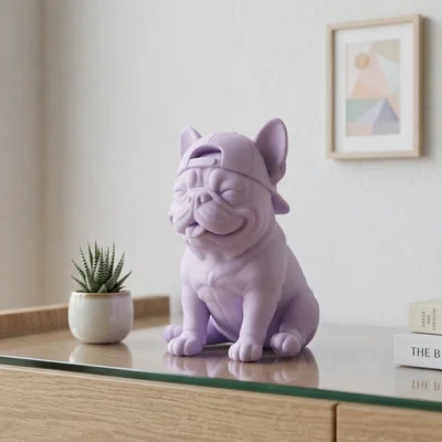 Chú chó French Bulldog đội mũ lưỡi trai