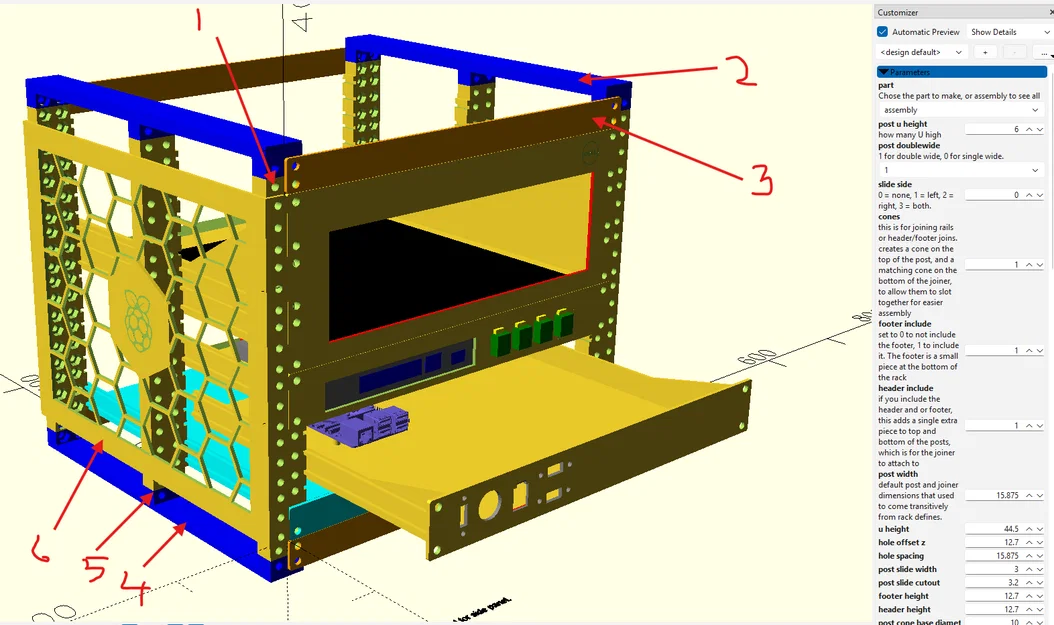 Hệ thống rack tùy biến chiều rộng (OpenSCAD) - Image 3