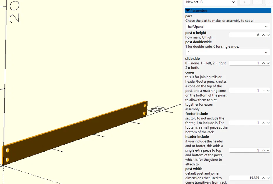 Hệ thống rack tùy biến chiều rộng (OpenSCAD) - Image 9