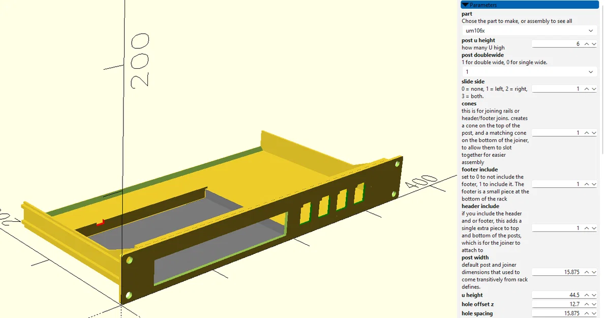 Hệ thống rack tùy biến chiều rộng (OpenSCAD) - Image 14