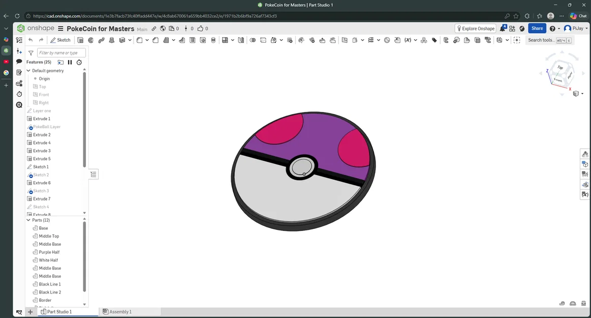 Mô hình đồng xu Masterball (Pokemon Masterball Coin) in 3D cực đẹp - Image 1