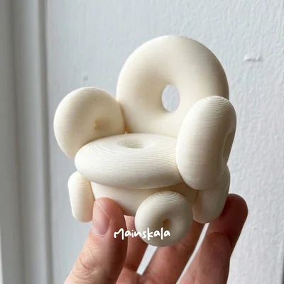 Ghế Donut Dollhouse - Nội thất nhà búp bê (Tỷ lệ tùy chỉnh 1:12)