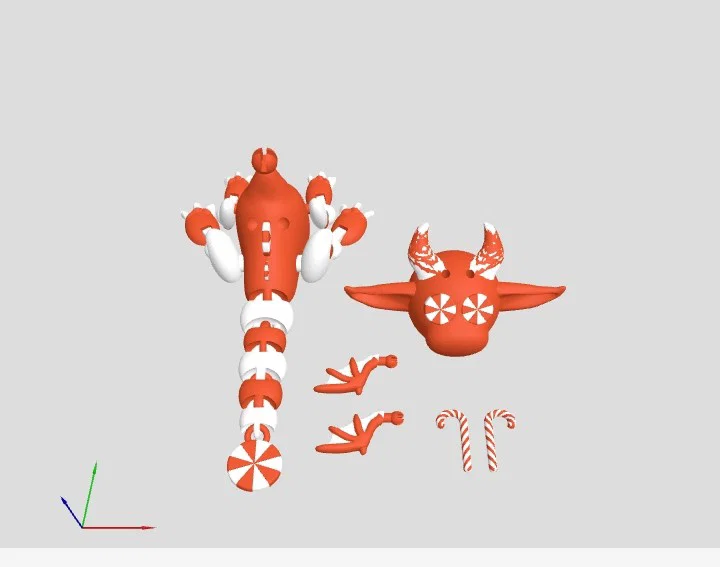 Mô hình in 3D rồng kẹo giáng sinh (Christmas Candy Dragon) dễ thương - Image 1