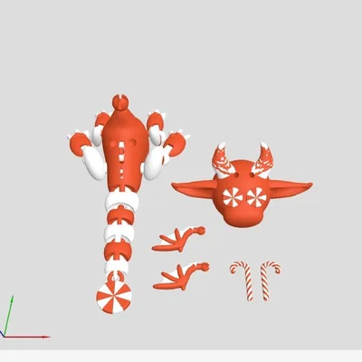 Mô hình in 3D rồng kẹo giáng sinh (Christmas Candy Dragon) dễ thương