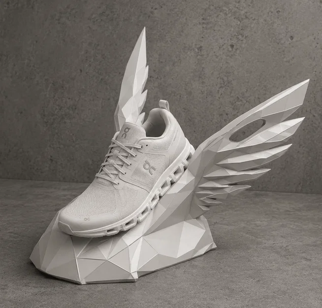 Đế Trưng Bày Giày Sneaker Có Cánh – Bệ Đỡ Giày Phong Cách Low Poly - Image 1
