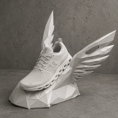 Đế Trưng Bày Giày Sneaker Có Cánh – Bệ Đỡ Giày Phong Cách Low Poly