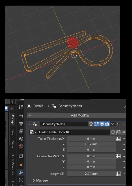 Móc treo dây cáp dưới bàn dạng tham số và tùy chỉnh (Parametric & Procedural) - Image 1