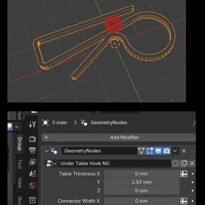 Móc treo dây cáp dưới bàn dạng tham số và tùy chỉnh (Parametric & Procedural)