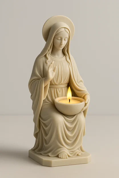 File STL Giá Nến Đức Mẹ Maria | Tượng Nến Trà Công Giáo - Image 4