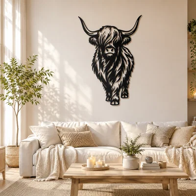 Tranh treo tường bò cao nguyên Highland Cow - Decor phong cách nông trại