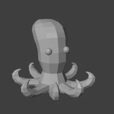 Mô hình chú bạch tuộc (Small Octopus) phong cách Low Poly đáng yêu