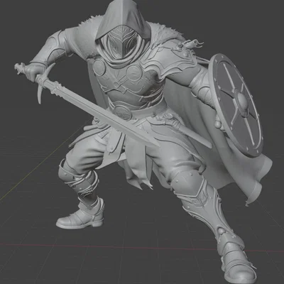 Mô hình chiến binh trung cổ Warrior with Sword 1 in 3D cực chi tiết